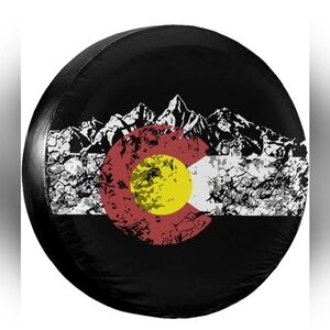 yibeikj mountain colorado flag spare tire cover dust-proof waterproof brand new.